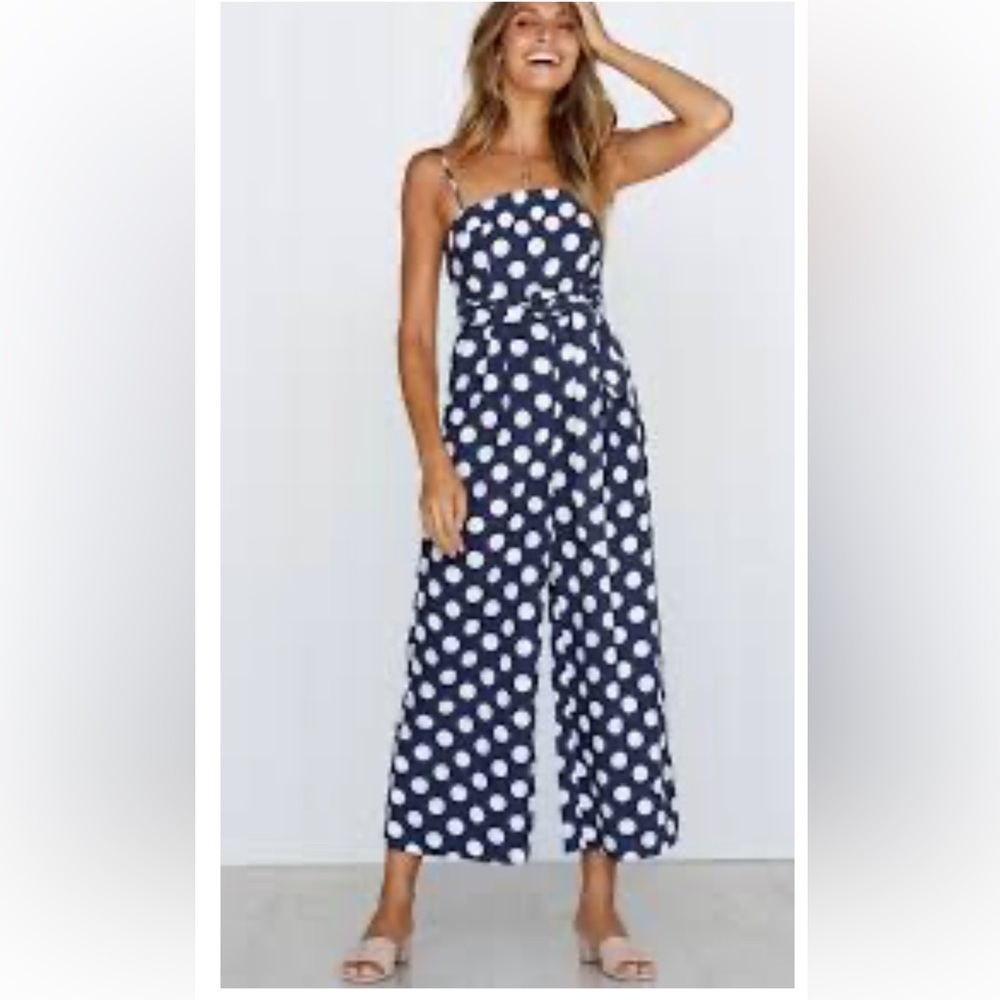 Polka Dot Women’s Cropped Jumpsuit. Size L